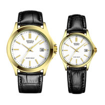 SENDAS 百搭休闲女士手表商务男士手表时尚情侣腕表防水耐磨钟表S-8183(金色 钢带)
