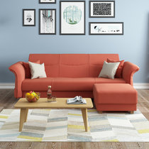 A家家具(沙发床北欧布艺小户型客厅多功能折叠储物沙发两用ADS-034(橙红 脚踏)