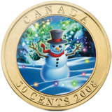 2008加拿大发行节日雪人立体光栅彩色纪念币