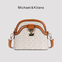 MICHAEL&KILANS 品牌包包女包新款老花单肩包复古百搭斜挎手提水桶包B1210818(白色)