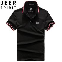 JEEP吉普夏季商务休闲男装短袖t恤翻领舒适棉polo衫体恤中青年半袖微弹体恤衣服(FL1396黑色 XXXL)