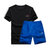 运动套装男式夏季休闲跑步健身短袖短裤 吸湿速干t恤五分裤运动服 LTZ01(黑蓝色 4XL)