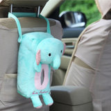 石家垫 车用卡通椅背挂式纸巾盒创意可爱小熊抽纸盒套 (大象)