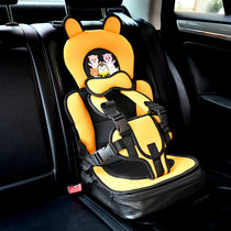 儿童安全座椅汽车用通用简易便携式0-3-12岁宝宝婴儿车载坐椅垫(米黄色（升级增高版）【1-12岁】)