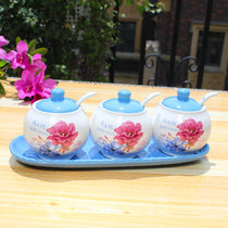 创简坊（CJIANFF） 日式调料盒三件套装创意家用调料罐厨房调味盒盐罐盐盒SN6737(蓝色花朵)