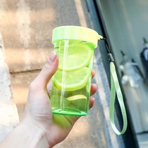 防摔水杯塑料男女学生ins创意个性潮流便携简约清新森系杯子定制(绿色310ml)