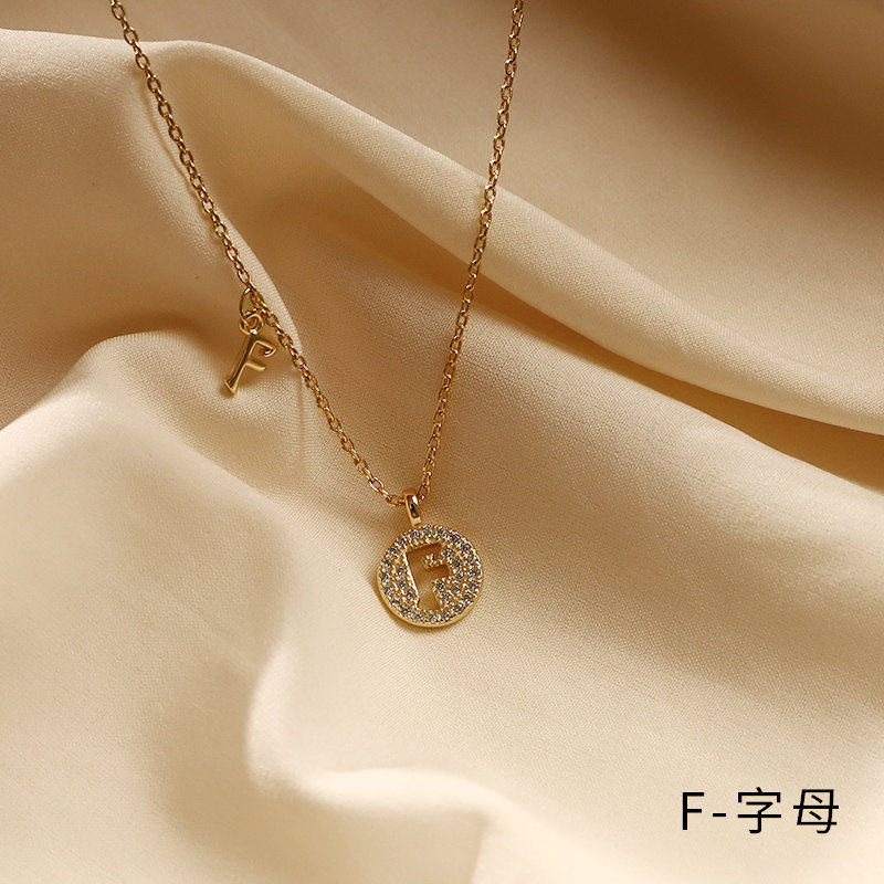 字母项链女轻奢小众设计感个性定制气质简约锁骨链2021年新款饰品f