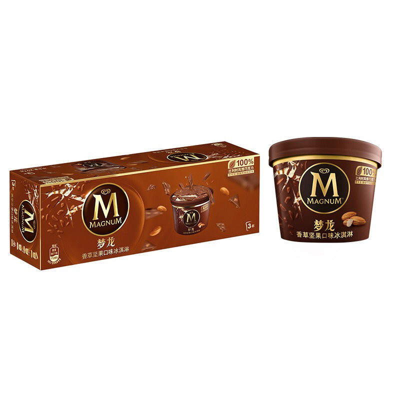 梦龙敲敲杯香草坚果口味冰淇淋69g3杯家庭装桶装量贩装