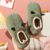 KOUDOO2021年秋冬季新款毛绒包跟情侣木地板居家棉鞋保暖月子鞋(M2105绿色 38-39)