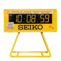 精工（SEIKO）闹钟 ABS塑胶时尚创意马拉松计时器同款电子时钟 QHL062Y明黄色