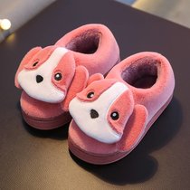 SUNTEK儿童棉拖鞋秋冬季宝宝室内防滑卡通可爱家居男童女童小孩包头棉鞋(36/37码内长22CM Q98包跟/皮红)