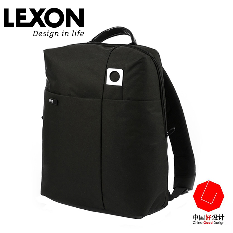 LEXON法国乐上手提包电脑包男休闲商务双肩包笔记本背包双层简约(黑色)