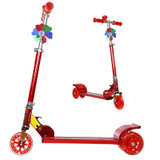 美洲狮（COUGAR） 儿童滑板车三轮闪光男女减震踏板代步车带车铃滑轮车(中国红)