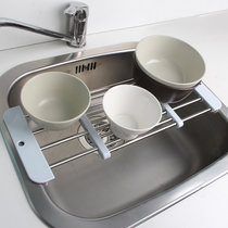 米木可伸缩水槽沥水架 厨房不锈钢洗菜水槽架 碟碗置物架