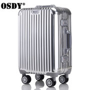 OSDY全镁铝合金拉杆箱金属万向轮旅行箱商务行李箱20寸登机箱(银色 20寸)