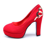 17新款大红色婚鞋新娘鞋子结婚高跟伴娘鞋旗袍喜庆女单鞋(红色 34)