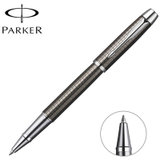 派克（Parker）IM金属灰格子纹宝珠笔【国美自营 品质保障】