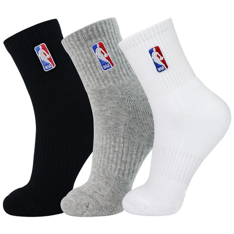 【钊闻男袜图片】nba袜子男休闲运动袜精梳棉袜刺绣篮球袜 3双装(专业