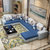 皇园(Huangyuan)沙发 布艺沙发组合可拆洗客厅简约现代大小户型家具(浅灰+水墨蓝 五件套送凳子地毯)