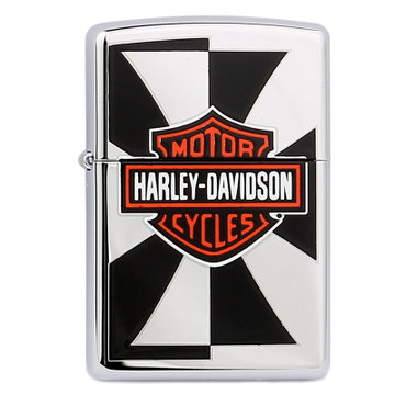 之宝zippo打火机24024哈雷闪烁标志镀铬镜面彩印停产老机男士礼品生日