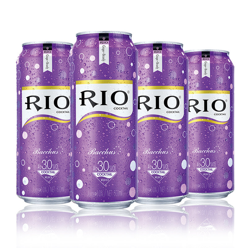 rio锐澳鸡尾酒预调鸡尾酒 葡萄味500ml*4听装