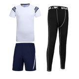 凯仕达新品运动健身男套装三件套速干T恤户外运动套装健身服607064(白色 M)