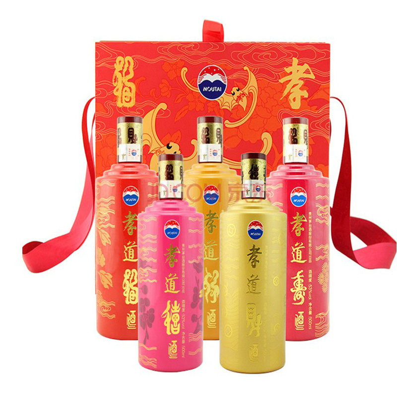 【贵州茅台白酒图片】茅台 孝道酒 孝道福禄寿喜财 53度 500ml*5 整箱