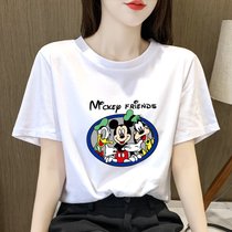 SUNTEK白色t恤女夏季短袖2022早春新款港风白色设计感小众上衣ins潮(M 【96-115斤】 纯棉短袖【米奇斗鸡眼】)