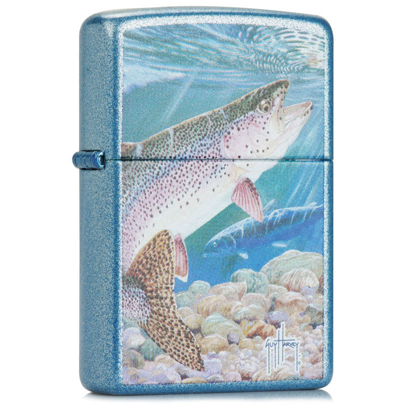 蓝金漆彩印 正版zippo 24451盖哈维海洋生物之虹鳟鱼图片大全,高清
