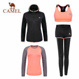 CAMEL骆驼瑜伽服时尚女款撞色针织运动瑜伽健身服四件套 A7W1U8145(桔色 S)