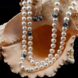赛恩之光-天然淡水珍珠配青花瓷圆珠毛衣链套装