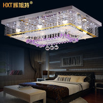 辉旭特 LED水晶灯现代简约客厅灯圆形长方形卧室吸顶灯LED餐厅吊灯具灯饰(大号95*75cm底盘彩光+暖白灯泡)