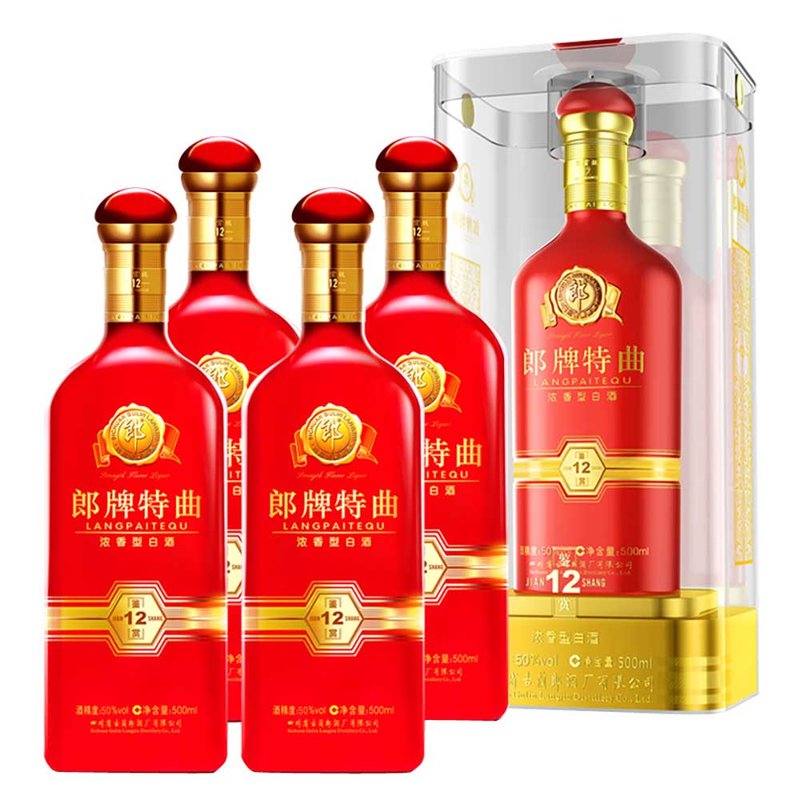 白酒郎酒50度郎牌特曲鉴赏12浓香型白酒500ml4瓶窖香浓郁醇甜适口协调