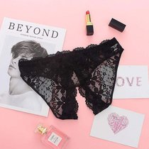 SUNTEK夫妻免穿脱方便内裤户外免穿脱女生女士开档免脱蝴蝶结三角裤丁字(均码80-140斤 黑色开档内裤买二送一 送的颜色留言备注)