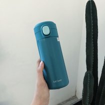 创意简约弹盖不锈钢保温杯便携小巧男女士学生水杯子韩版清新文艺(蓝色-星乐小号350ml 送贴纸杯刷)