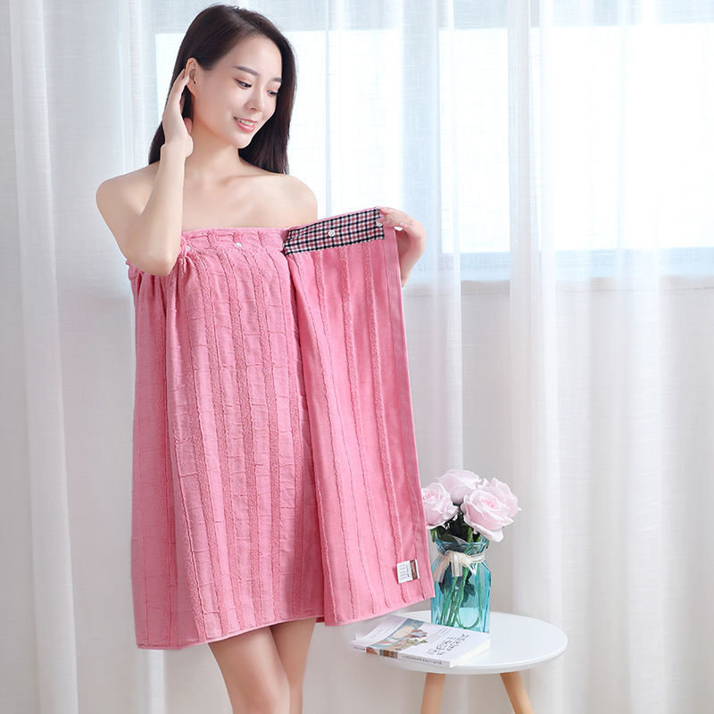 美伦之家浴巾女可穿纯棉成人美容浴裙抹胸网红浴袍情侣韩版可爱可穿