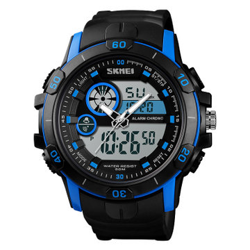 运动手表男2019新款韩版潮流时尚青少年学生多功能夜光闹钟电子表蓝色