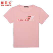 NEW BOLUNE/新百伦女款夏季透气短袖T恤舒适速干印花纯棉圆领T恤(粉红色 S)