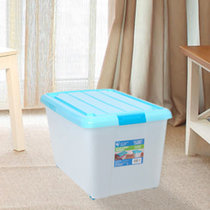 爱丽思IRIS 塑料加厚透明收纳盒衣服整理箱有盖衣物收纳箱CC46L(天蓝)