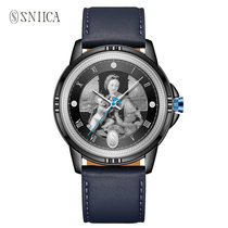 SNIICA史尼嘉男士手表皮带防水石英表ins小众设计时尚潮流腕表(普鲁士蓝 皮带)