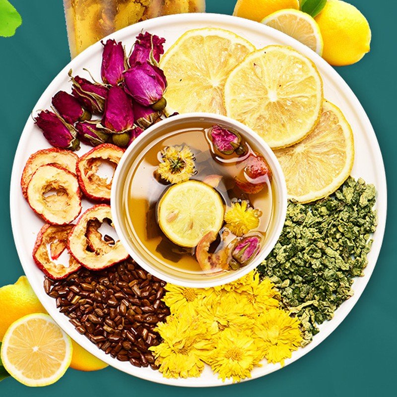 柠檬荷叶茶玫瑰花茶组合养生茶养颜去流肚子菊花茶包茶养生茶一盒