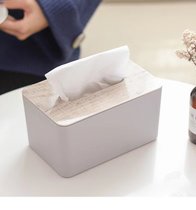 多功能分格纸巾盒桌面简约遥控器收纳盒客厅茶几纸巾抽纸盒(浅木纹)