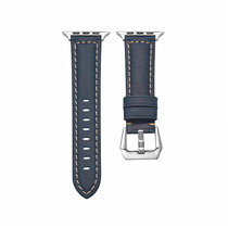 新款适用于苹果watch皮表带商务运动男女通用38/40mm皮表带(磨砂款-蓝色 42/44mm)
