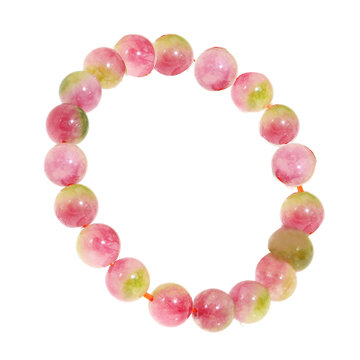 银吉饰 西瓜手链 男女款西瓜石手链 双色西瓜晶手链手串饰品(6mm)