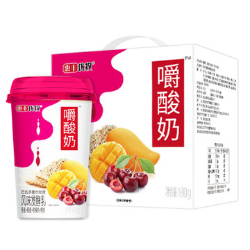 惠丰优牧嚼酸奶芒果樱桃燕麦酸奶12杯酸早餐学生牛奶整箱酸奶整箱益生