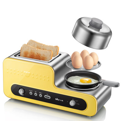 小熊（Bear）煮蛋器 蒸蛋器 家用不锈钢烤面包机2片多士炉早餐机吐司机 黄色 ZDQ-D05B5