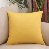 素色亚麻加厚正方形靠枕纯色家用沙发靠垫亚麻大抱枕客厅靠背枕垫(柠檬黄)