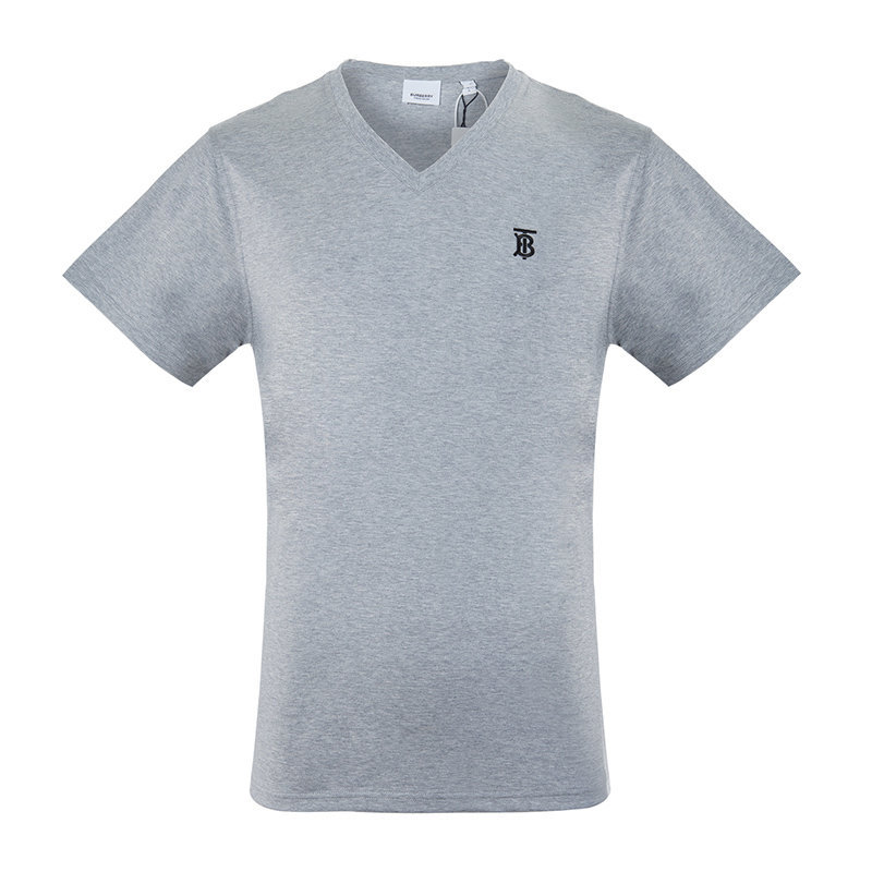 【burberry服饰图片】burberry男士棉质logo图案v领时尚休闲短袖t恤