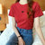 字母刺绣上衣2021夏季新款修身打底女装韩版短袖时尚T恤(皇冠大红 XL)