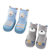 棉果果春秋新品2双装地板袜婴幼儿袜子防滑鞋袜宝宝学步袜(白色 版本)